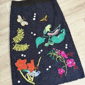 Essentiel Antwerp S/S 18 Alvares Embellished Midi Skirt Beaded Floral Sz.4/36